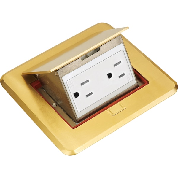 Newhouse Electric Electrical Box, 43 cu. in., Pop-Up Floor Box Type, 1, Brass, Square Shape 7400BR - main